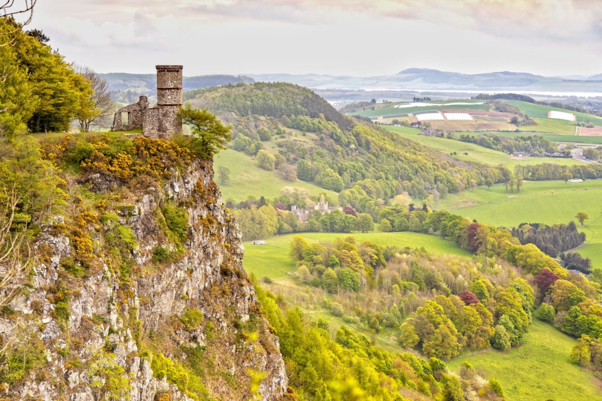 View over the Kinnoull Hill and Tower in Perth, Scotland